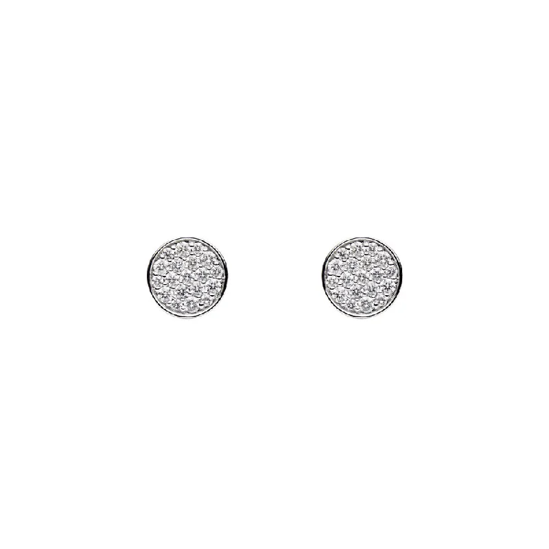 colorful statement earrings for women -18 Karat White Gold Disc Diamond Stud Earrings