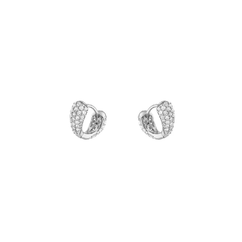 classic gold stud earrings -18 Karat White Gold Mini Pave Diamond Huggy Earrings