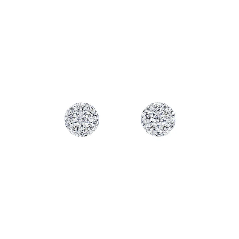 diamond cluster earrings for women -18 Karat White Gold Stud Cluster Diamond Earrings