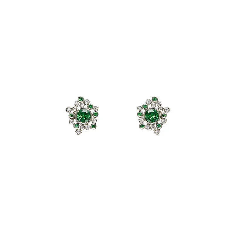 tassel earrings for women -18 Karat White Gold Tsavorite and Diamond Earrings