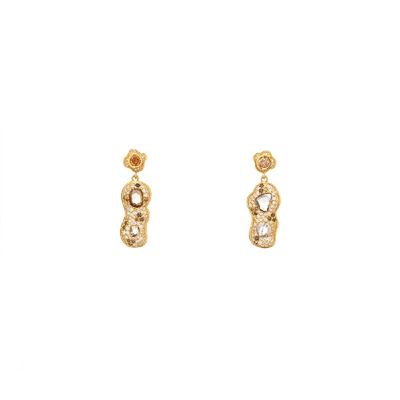 layered hoop earrings for women -18 Karat Yellow Gold Congac Diamond Drop Earrings