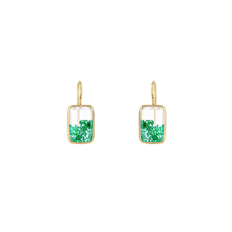 dainty stud earrings for everyday wear -18 karat yellow gold Emerald Ten Fourteen Petite Earrings