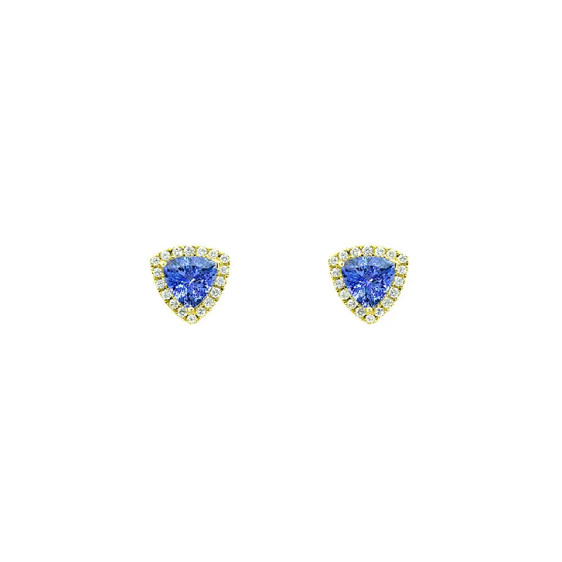 vintage clip-on earrings for women -18 Karat Yellow Gold Tanzanite Stud earrings1567