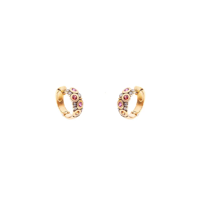 floral design earrings for women -18 Karat Yellow Gold Candy Huggy earrings with Sapphires and Diamonds