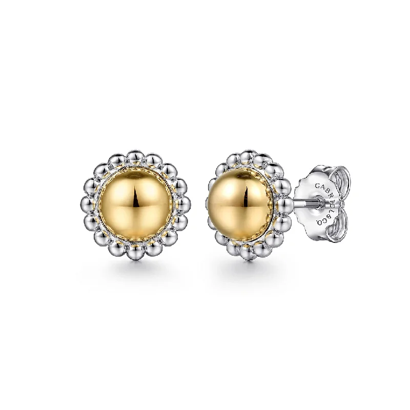 classic gold stud earrings -925 Sterling Silver and 14K Yellow Gold Fashion Stud Earrings