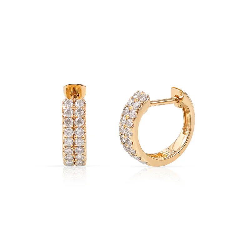 sterling silver hoop earrings -AMELIA DOUBLE ROW DIAMOND HUGGIES