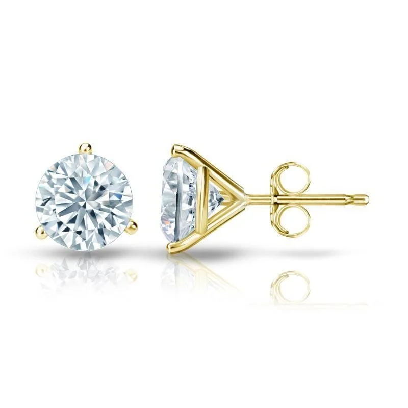 diamond cluster earrings for women -Auriya 14k Gold GIA Certified 4.50 carat TDW 3-Prong Martini Round Diamond Stud Earrings