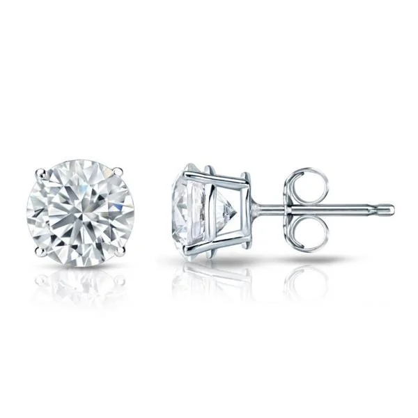 simple silver stud earrings -Auriya 14k Gold GIA Certified 4.70 carat TDW Round Diamond Stud Earrings