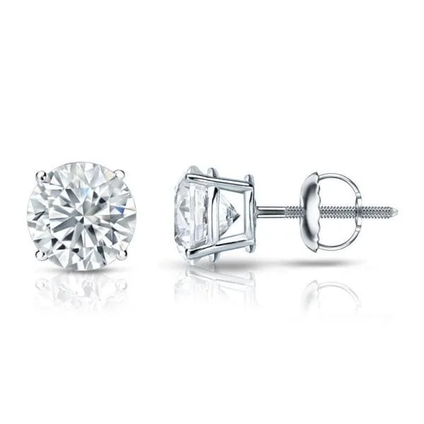 dainty gold stud earrings -Auriya 18k Gold GIA Certified 4.50 carat TW Round Diamond Stud Earrings