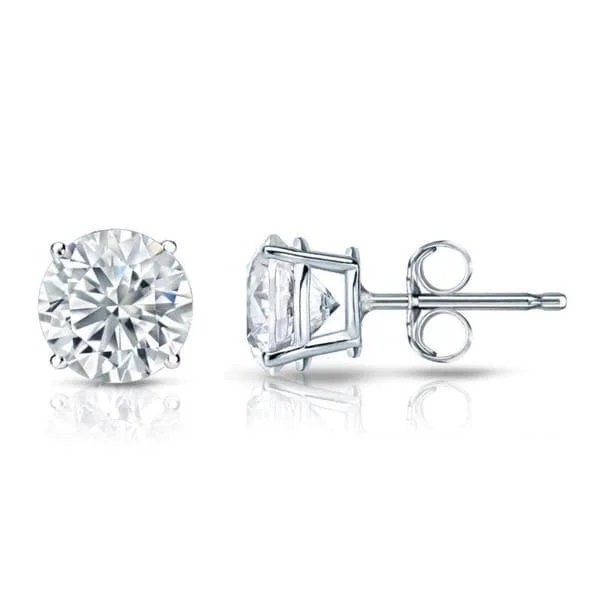 vintage-inspired earrings for women -Auriya Platinum GIA Certified 3.00 carat TDW Round Diamond Stud Earrings