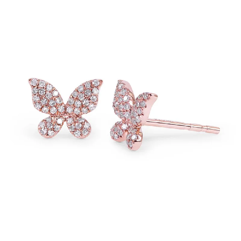 gold chain earrings for women -BUTTERFLY DIAMOND STUD EARRINGS