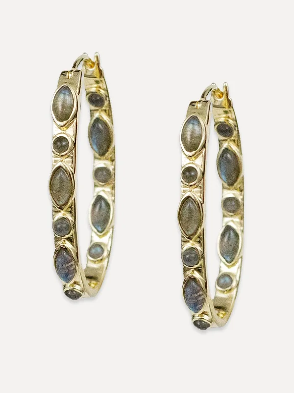 silver dangle earrings for women -Casablanca Hoops