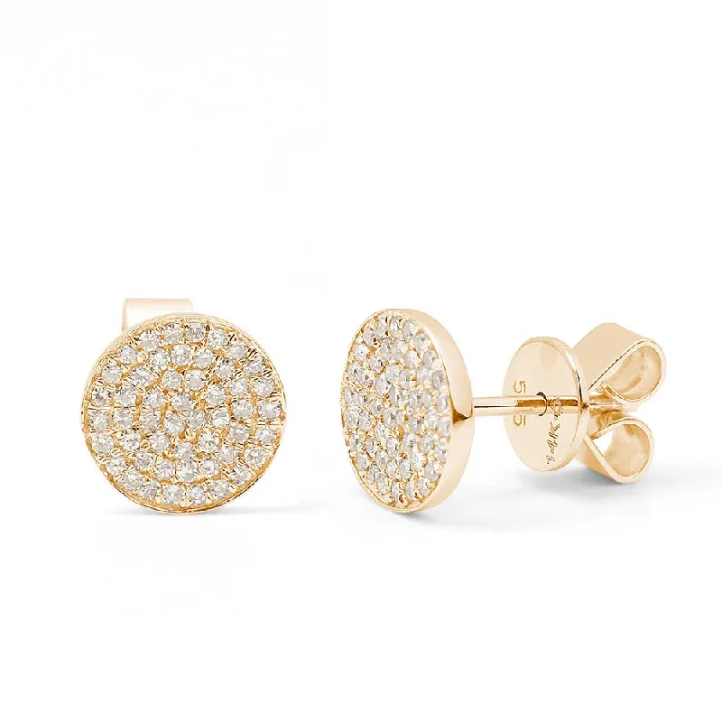 minimalist gold earrings for daily wear -STACIA ROUND PAVÉ STUD EARRINGS