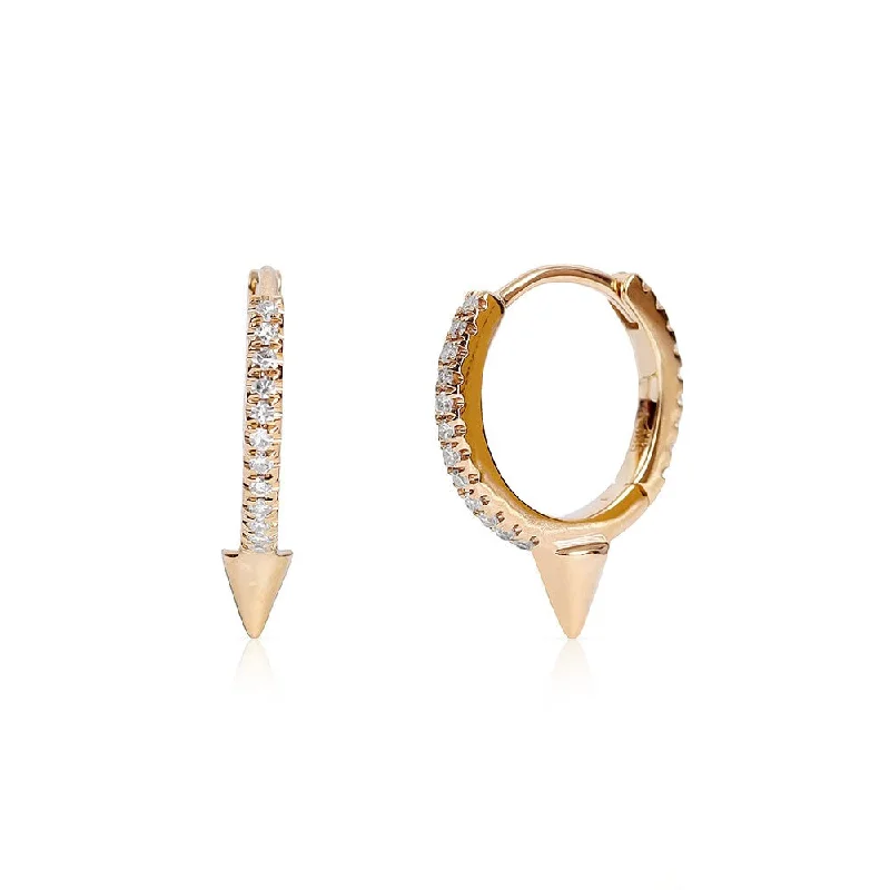 layered dangle earrings for women -AVERY DIAMOND SPIKE HUGGIES