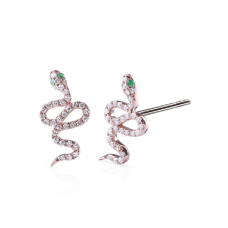 boho style earrings for women -DIAMOND SNAKE STUDS