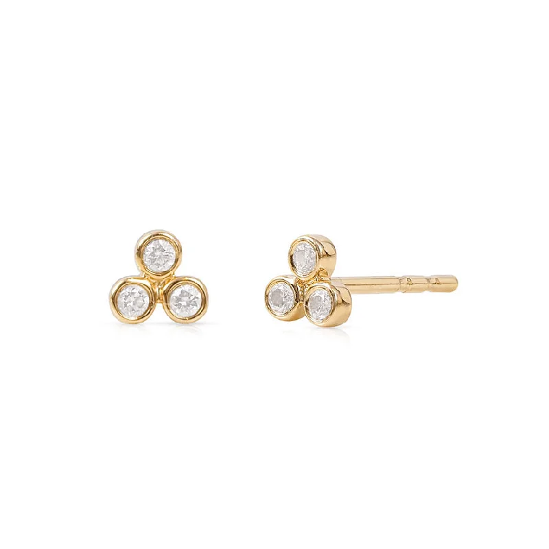 gold hoop earrings for women -DIAMOND TRIO STUDS