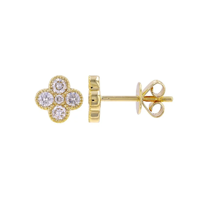 colorful statement earrings for women -DIAMOND CLOVER STUDS