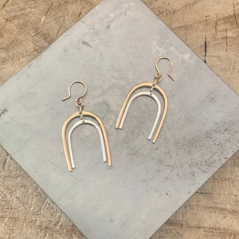 custom nameplate earrings for women -Double Arch earrings