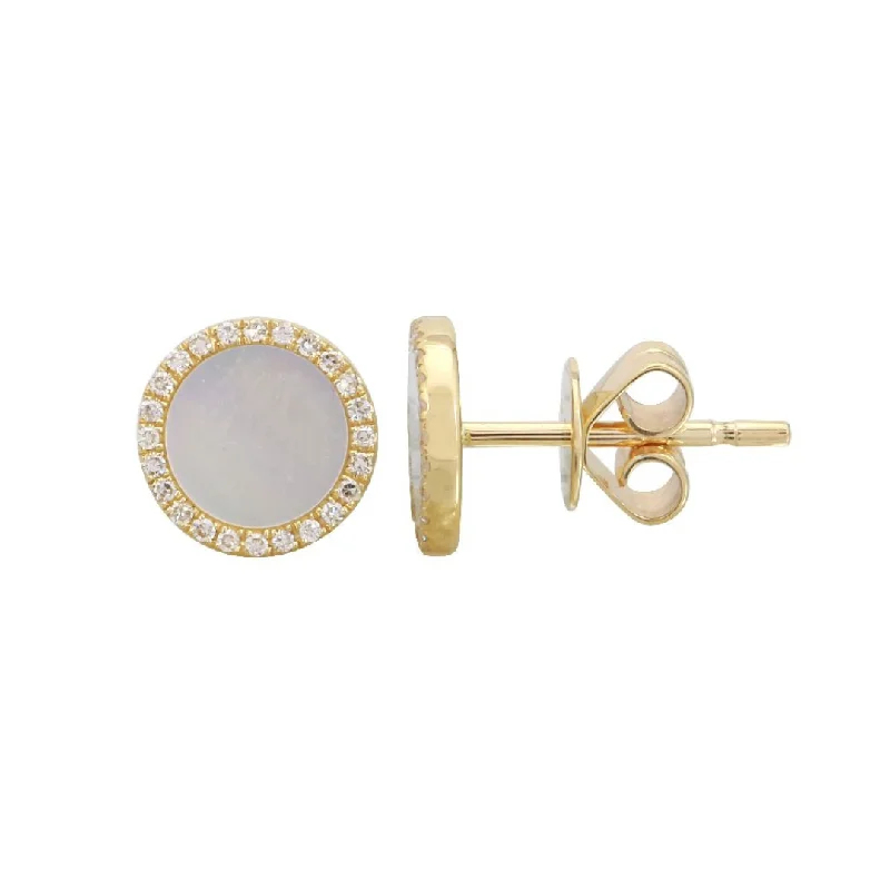 gemstone earrings for women -EMILY MOTHER OF PEARL AND DIAMOND STUD EARRINGS