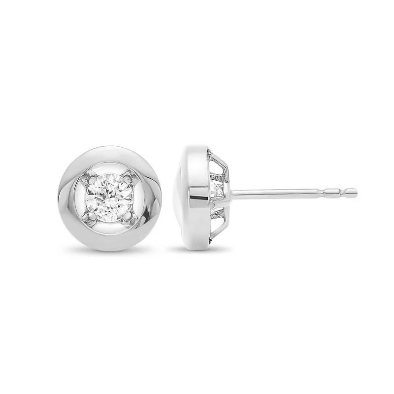 elegant pearl drop earrings -10K White Gold Diamond Earrings 1/6 ct