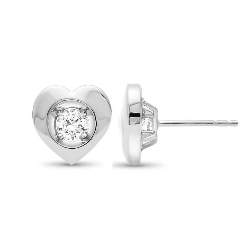 rose gold stud earrings for women -10K White Gold Diamond Earrings 1/7 ct