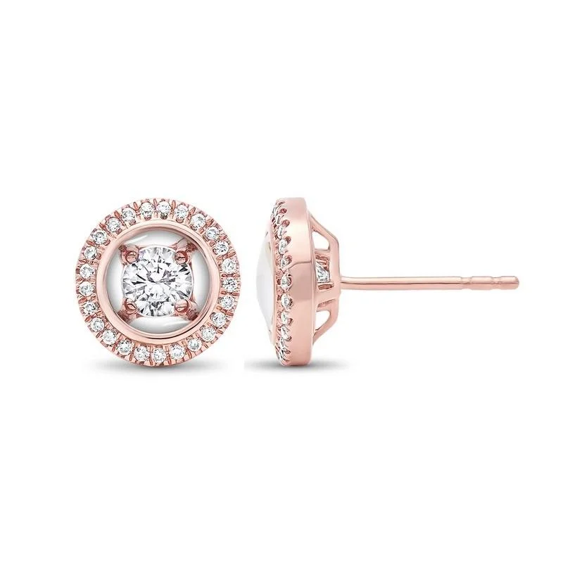 personalized monogram earrings -14K Rose Gold Diamond Earrings 1/3 ct