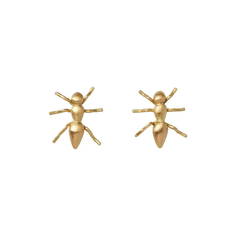 dainty gold stud earrings -Gabriella Kiss 18k Gold Ant Stud Earrings