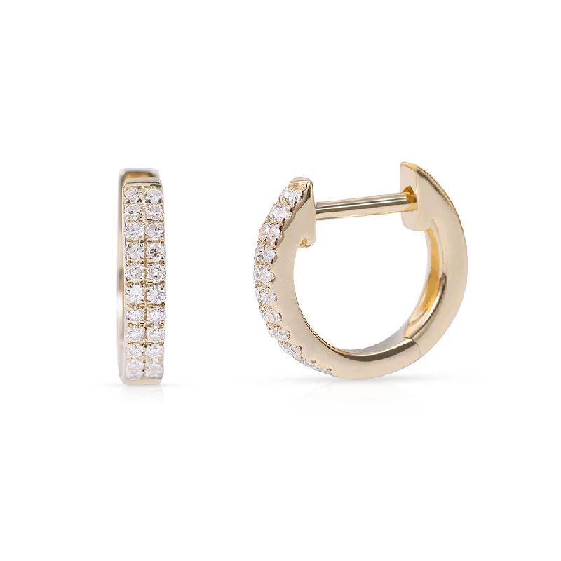 silver hoop earrings for men -GIGI DOUBLE ROW DIAMOND HUGGIES