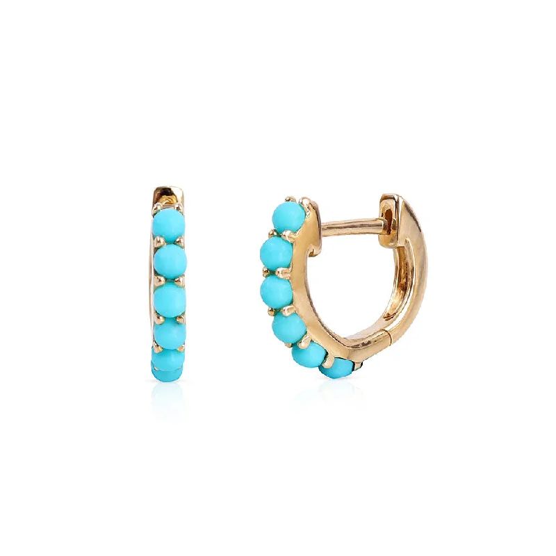 gemstone earrings for women -GWENNIE TURQUOISE HUGGIES