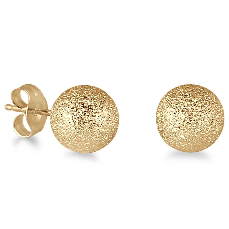 floral design earrings for women -Marquee Jewels Women's 14k Yellow Gold Laser-cut 7-millimeter Ball Stud Earrings