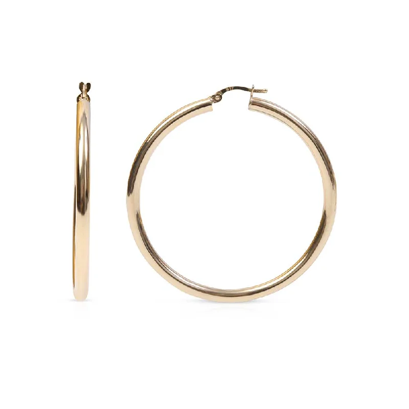 teardrop earrings for women -MEDIUM 14K GOLD TUBE HOOPS