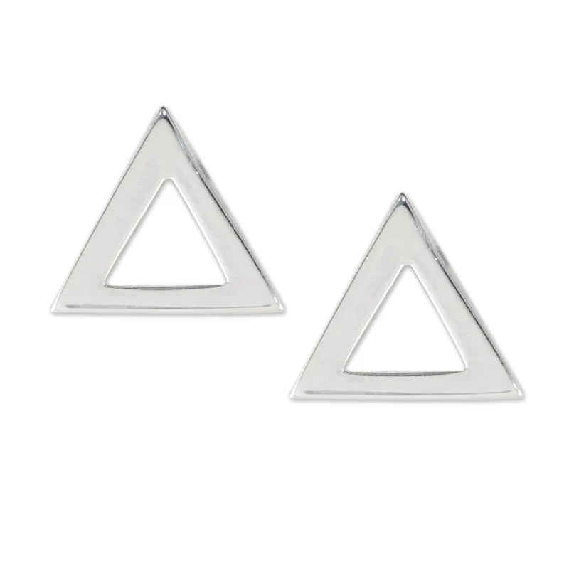 personalized initial earrings for women -NOVICA Silver Triangles, Sterling silver stud earrings - 0.4*0.4