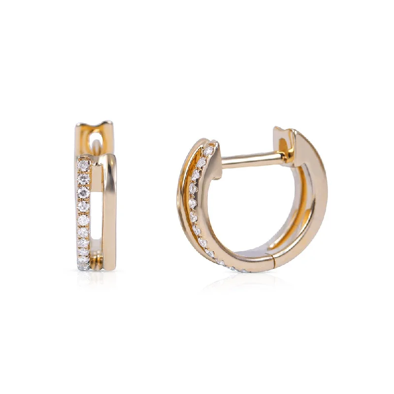 layered hoop earrings for women -PAIGE DOUBLE DIAMOND HUGGIES