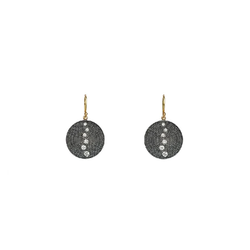 gemstone stud earrings for women -Sterling Silver Black Rhodium ALAINA Diamond Disc earrings