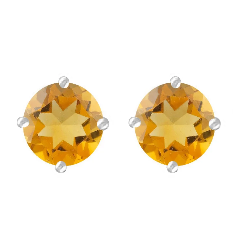 statement earrings for women -Sterling Silver with Citrine Stud Earring