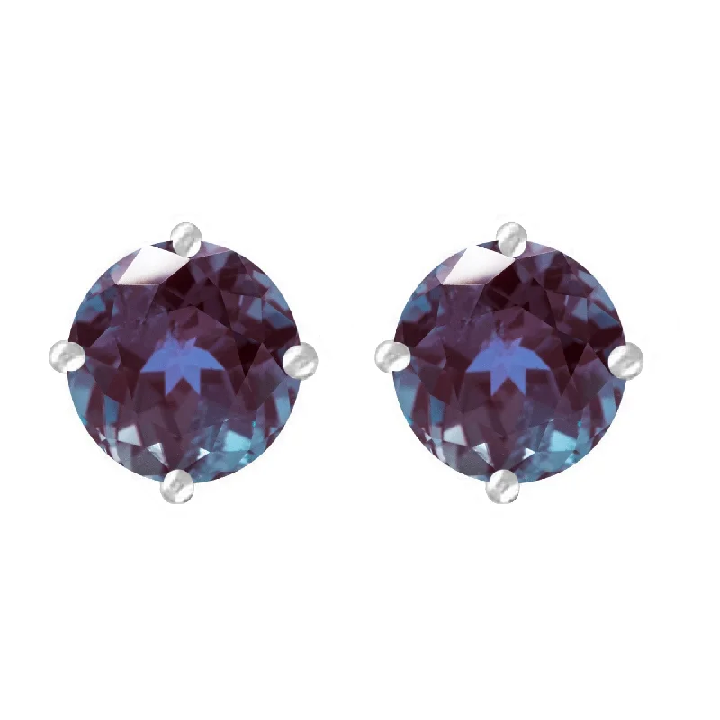 teardrop earrings for women -Sterling Silver with Color Changing Alexandrite Stud Earring