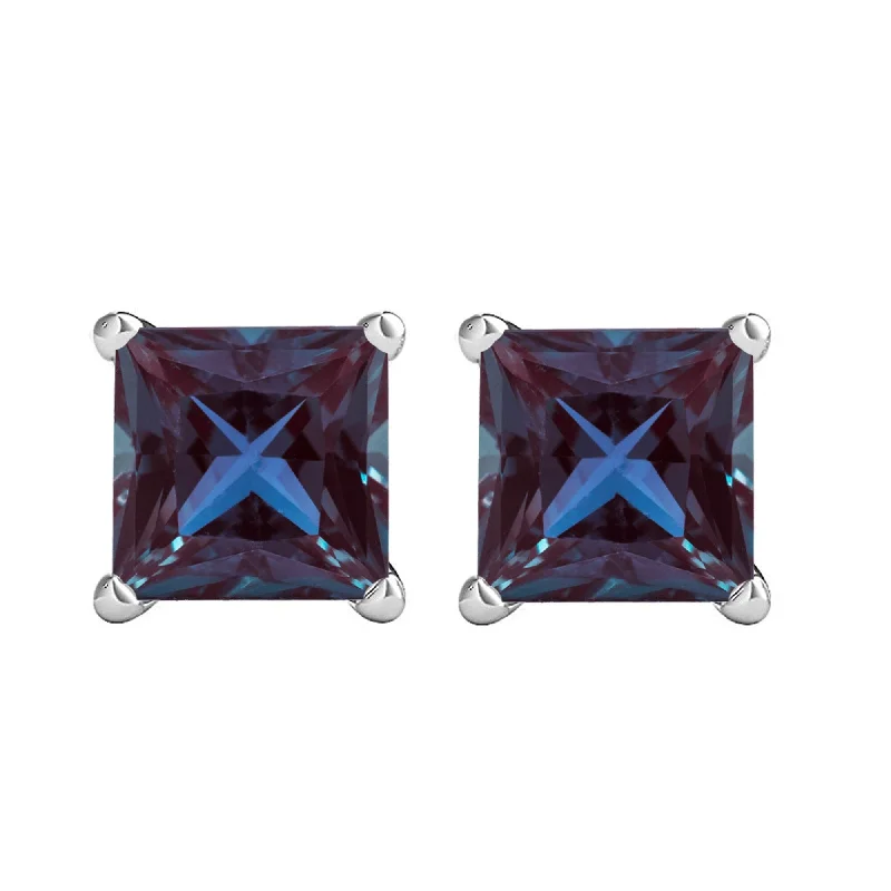 silver hoop earrings for men -Sterling Silver with Color Changing Alexandrite Stud Earring