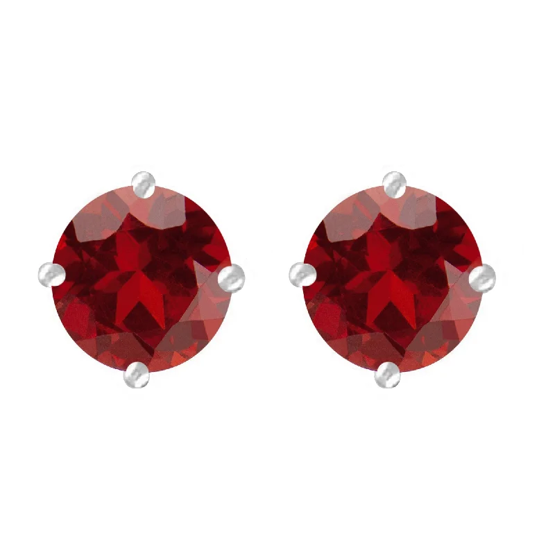 tiny stud earrings for second piercing -Sterling Silver with Garnet Stud Earring