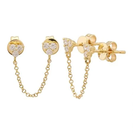 gold threader earrings for women -TRILLIUM DIAMOND CHAIN EARRINGS