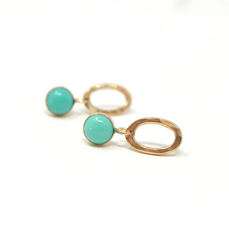 pearl hoop earrings for brides -Turquoise Oval Drop post earrings