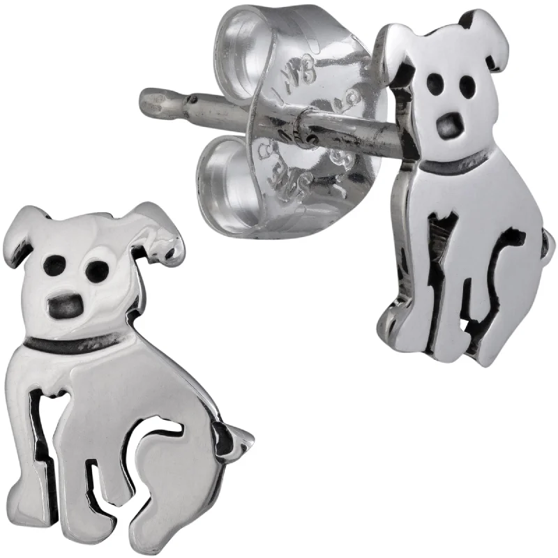 trendy earrings for teens -Doggie Love Sterling Post Earrings