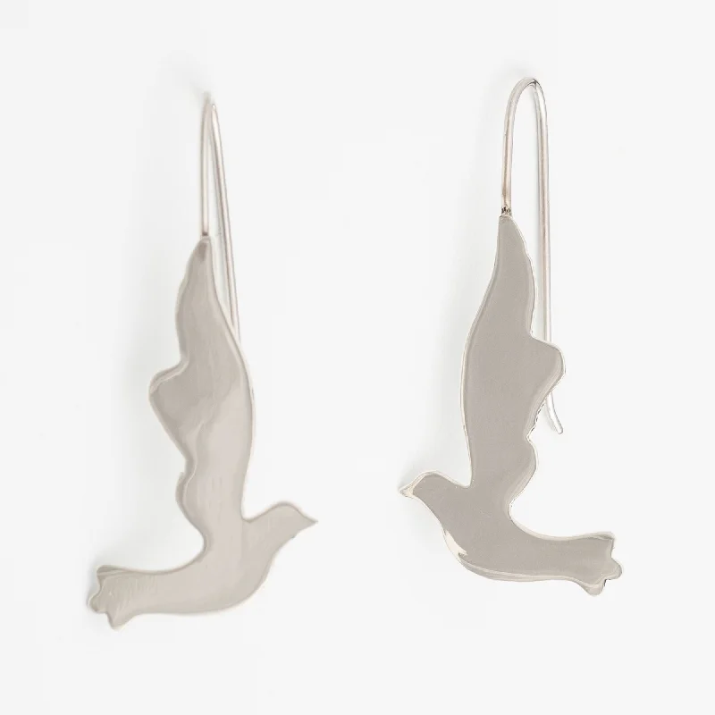 delicate flower earrings for women -Dove Silhouette Sterling Earrings