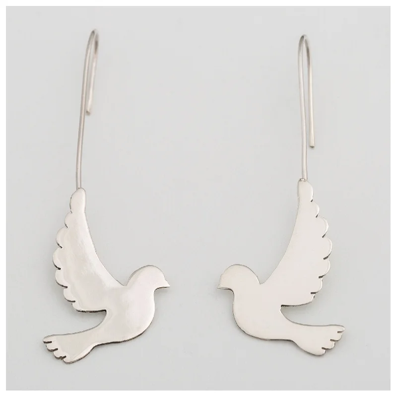 elegant pearl drop earrings -Dove is in the Air Sterling Earrings