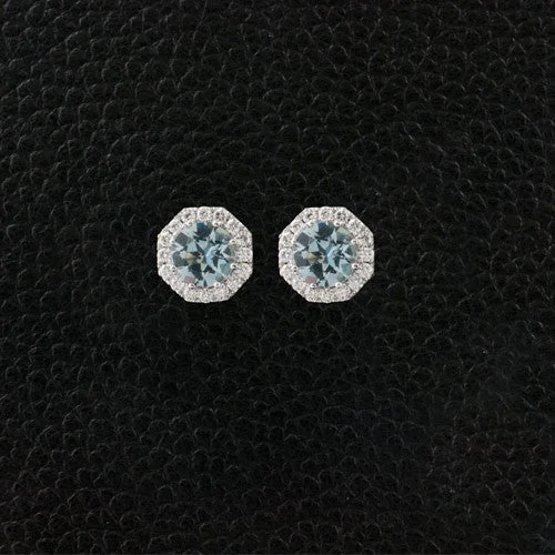 vintage pearl earrings for brides -Aquamarine & Diamond Earrings