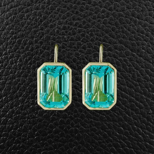 bold statement earrings for women -Bezel set Blue Topaz Earrings