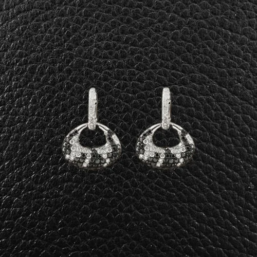 double hoop earrings for women -Black & White Diamond Earrings