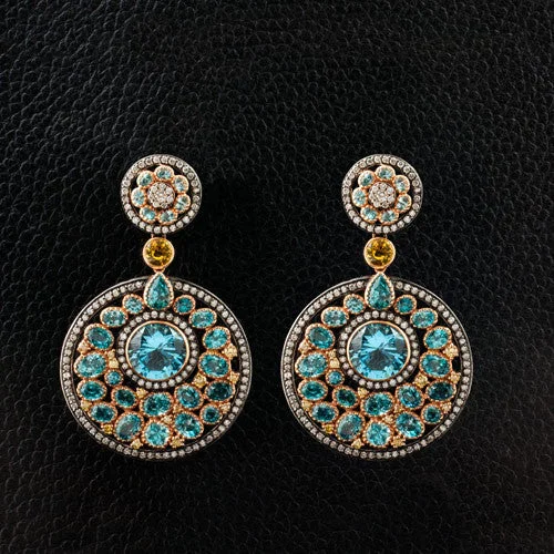 crystal drop earrings for women -Blue Topaz Dangle Earrings