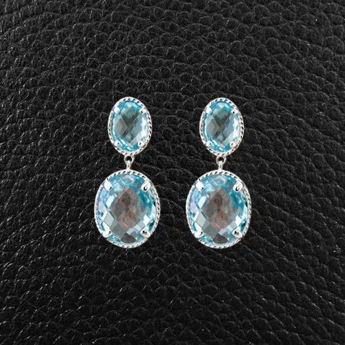 dainty gold stud earrings -Blue Topaz Dangle Earrings