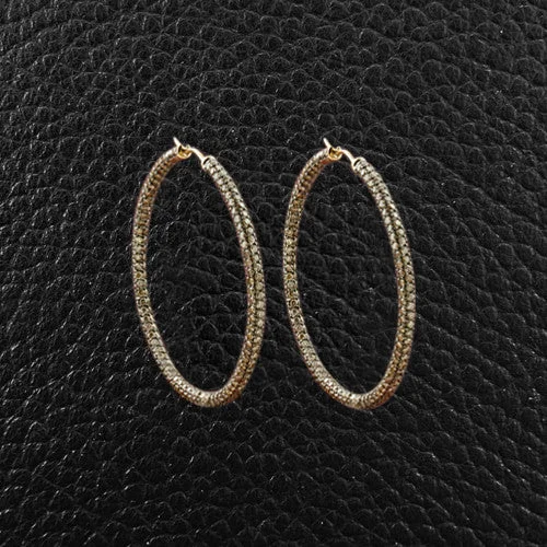 personalized birthstone earrings -Brown Diamond Hoop Earrings