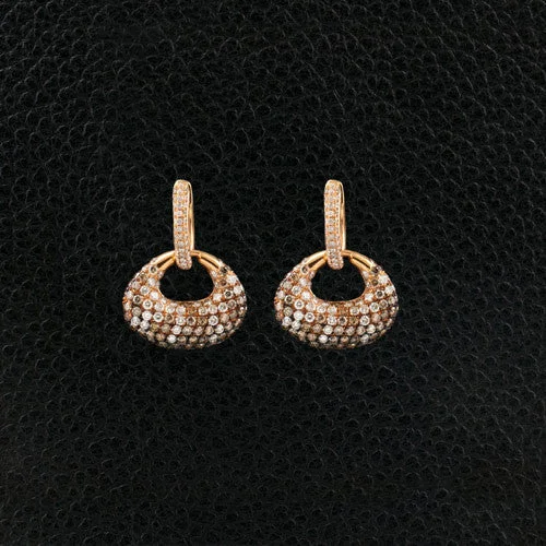 colorful statement earrings for women -Brown & White Diamond Dangle Earrings